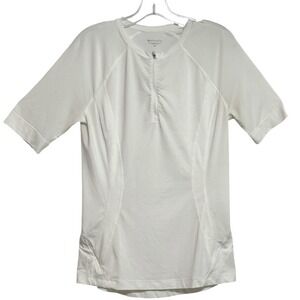 Athleta Quarter Zip Top Womens White Short Sleeve Activewear Gym Running Yoga MT
